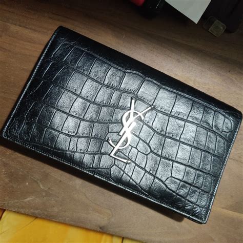 ysl croc skin clutch